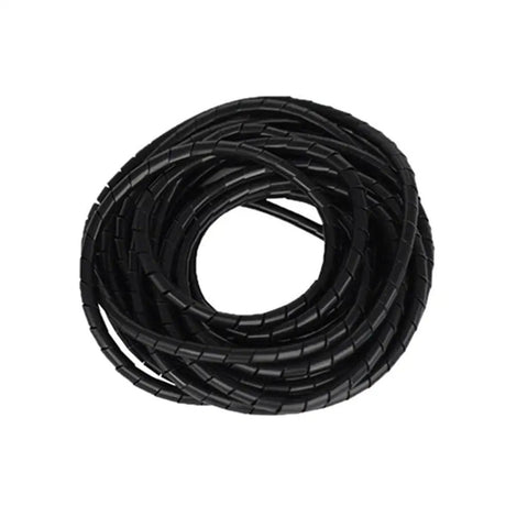 Black durable PE spiral cable wrap for easy wire management, fits 4mm to 20mm cables, flame retardant flexible wire winding pipe.