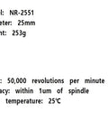Killer NR 2551 Water Cooled High Speed Electric Spindle specifications including model, diameter, weight, and speed.