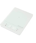 Digital Waterproof Kitchen And Food Scale IPX7 With LED Display 11 lb max capacity white in slanted view