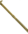 Beefy 4 Inch Lag Screw With Torx Star Drive Exterior Bronze Coated For Outdoor Wood, full length view showing notched Type 17 point.