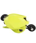 Yellow compact device resembling a small vehicle with wheels, not related to Palm Sized Long Throw Fishing Reel With All Metal Body Anti Rust.