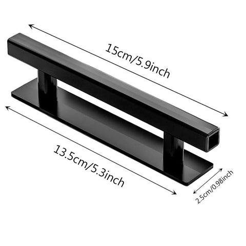 10 Pack Self Stick Black ABS Plastic Cabinet Drawer Handles For Kitchen, 15cm length, smooth matte finish, easy no-drill install.