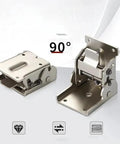 90 Degrees Self Locking Folding Hinge Anti Corrosion Invisible Connector For Folding Tables And Furniture with space-saving design shown