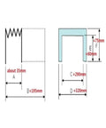 Technical drawing of U-Shape CNC Bellow Cover 320x75mm with 195mm Extension Guard dimensions and specifications