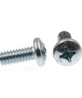 Two Tough As Nails Pan Head Machine Screws With Phillips Drive 1/4 Inch 20 By 5/8 Inch Zinc Plated Steel fasteners side by side.