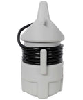 Heavy Duty Handheld Sandblasting Gun Kit With Portable Hopper, sturdy gray hopper with coiled black hose for surface cleaning.