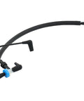 Close-up of MOTOKU 4WD actuator vacuum check valve hose for Ford F-150/Expedition; black rubber hose with blue valve