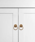 Solid Brass Ring Drawer Pulls 4 Pieces Vintage Antique Cabinet Handles With Screws 4cm Bronze Kitchen Dresser Hardware on white cabinet