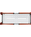 Heavy Duty Welding Table With 1000 Pound Load Rating Fold Flat Steel Workbench, overhead view showing red frame and work surface.