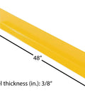 Rugged Yellow Steel Floor Safety Curb Warehouse Workhorse 48 Inch Heavy Duty Protective Barrier side view with dimensions