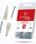 Hella Heavy Duty Drywall Anchors And Screws Kit 20 Pack Self Drilling Wall Plugs With Killer Rib Design Supporting 75 Pounds Load No Sweat Install showing plastic anchors and screws in packaging.
