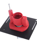 Heavy Duty Router Lift Kit With Smooth Turning Crank Handle And Rust Resistant Aluminum Base Plate For Precision Woodworking, red router lift component on black base.