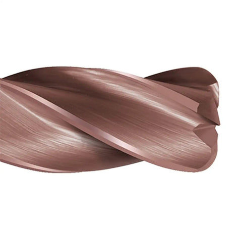 Close-up of Carbide End Mill Four Flute Stub With Radius Of Three Hundredths Of An Inch CCT One Coated tip for hard material milling