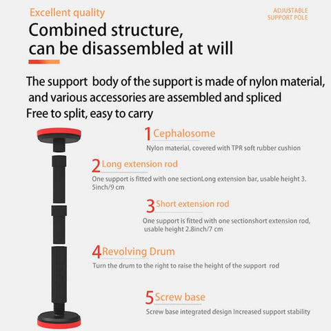Diagram of Adjustable Cabinet Support Poles For Upper Cabinet Installation And Sink Support Extends 7.1 To 17.3 Inches