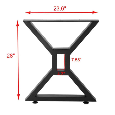 Beefy Industrial Metal Table Legs Set Of 2 For Heavy Duty Desks And Furniture, 28 Inch Tall And 23.6 Inch Wide, Reinforced Triangular Frame