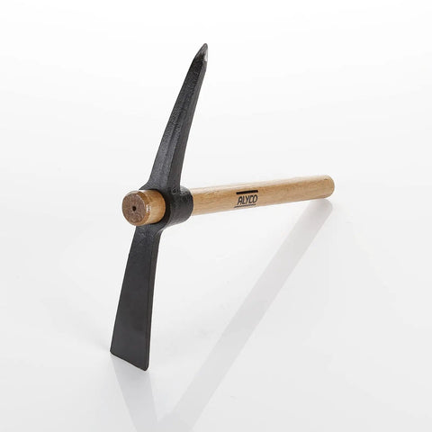Beefy Heavy Duty Pickaxe With Beech Wood Handle For Demolition And Construction, Forged Carbon Steel Head, Hardened Working Surface