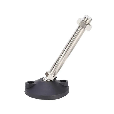 Premium Heavy Duty Adjustable Furniture Levelers With Swivel Base And Threaded Glide Pads To Kick Wobble On Sloped Floors Built Tough As Nails Four Pack D80M10X50 close-up of steel core with nylon base