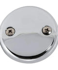 Heavy Duty Stainless Steel Tub Overflow Faceplate With Matched Screws Fitting Standard Bathroom Drains, 3-1/8 inch round, polished finish.