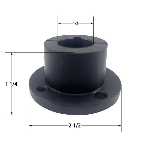 Built Tough H Style Split Taper Bushing 1/2 Inch Bore Carbon Steel Mounting Assembly, 2.5 inch diameter for heavy duty pulleys.