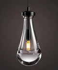 Modern Raindrop Pendant Light For Kitchen Island And Dining Room, Black Brass Base Chandelier, LED bulb, glass fixture