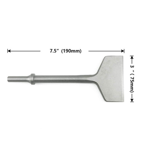 3 Inch Wide Air Chisel Bit For Tile And Thinset Removal, 0.401 Inch Shank, Heavy Duty Pneumatic Tile Scraper For Walls And Floors