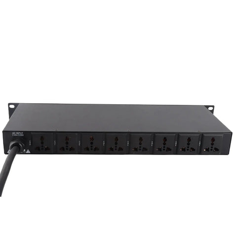 Keep Your Stage Gear Protected With This Rack Mount Power Sequencer Featuring A Slick Digital Display 10 Outlets Us Plug For Pa Systems Dj Rigs That Roll Smooth And Stay Rock Solid, showing 10 outlets and power input.