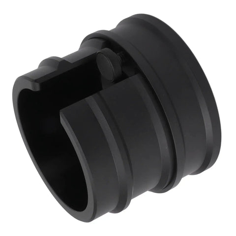 Heavy Duty Aluminum Coffee Portafilter Holder And Tamper Station Stand For 51Mm 53Mm 58Mm Espresso Machines close-up view showing black stand detail.