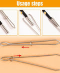 DIY Rope Threader Clip Set For Drawstrings And Elastic Cords With Tweezers 2 Pack Metal Sewing Tool instructional image
