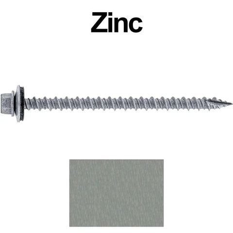 Self Starting Hex Washer Head Metal Roofing Screws With EPDM Washer Three Inch Length One Quarter Inch Hex Shank Painted To Match Metal Roofs 250 Count Box Heavy Duty Roofing Fasteners For Panels And Standing Seam