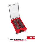Shockwave Impact Duty Half Inch Drive Socket Set SAE Fifteen Piece DT 49 66 6802 in red and black case