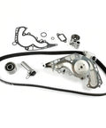 Tough As Nails Timing Belt Kit And Water Pump Assembly With Sealing Gasket For 4.0L 4.3L 4.7L Engines Keep Your Motor Running Smooth Like Silk And Save Some Serious Green Money When Working On Your Daily Driver Rig Today. timing belt, water pump, gasket, and pulleys laid out