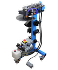 Built Tough 10 Ton Electric Hydraulic Pipe Bender Delivers Badass Performance On Steel Tubing With Reliable Foot Pedal Operation And Pro Grade Bending Die Set For Commercial Shop Work, showcasing hydraulic components and wheeled base.
