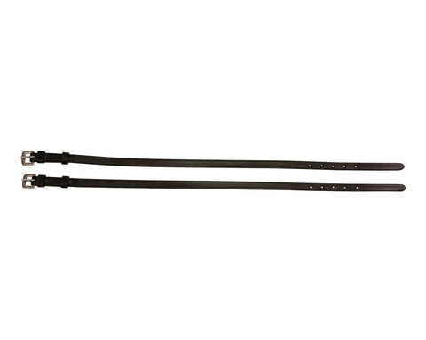 Premium English Leather Spur Straps For Western Riding, Solid Black Bridle Leather, Three Eighth Inch Wide, Includes One Pair