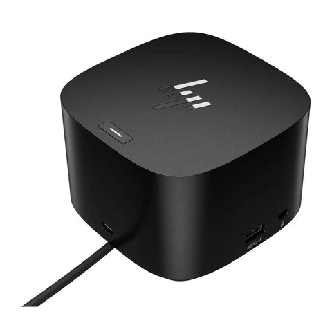 Thunderbolt 4 Dock With 120 Watt Fast Charging And 4K Video Output Paired With A Rugged Desk Mount showing ports and design detail.