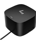 Solid Thunderbolt G4 Dock Station With 120W Power Delivery And 4K Display Support, black USB C hub from a top angle.