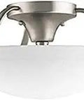 Three Light Semi Flush Mount Ceiling Light In Brushed Nickel Finish With White Etched Glass Shade Delivers Bright Ambience