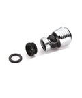 360 Degree Swivel Water Saving Faucet Aerator Diffuser Nozzle Adapter, 2 spray modes, chrome finish, disassembled view