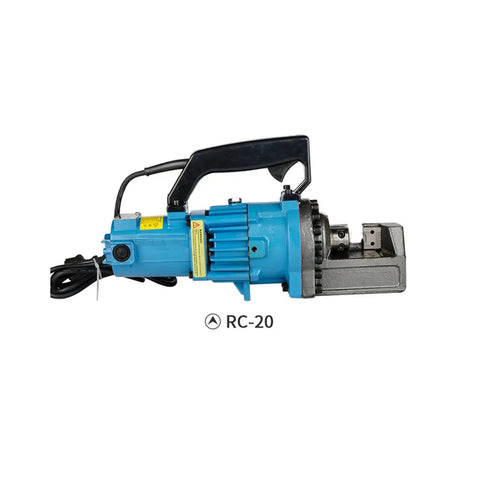 Fast Portable Electric Hydraulic Rebar Cutter 4-25mm Steel Bar Shears with blue handle and metal cutting head.