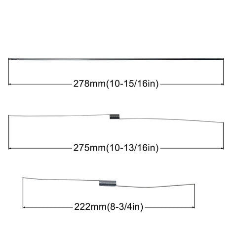 Dimensions of three springs from Eight Piece Extension Spring Kit With Governor And Throttle Return Springs For Small Engines Go Karts