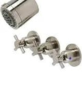 Concord Triple Handle Tub And Shower Faucet In Brushed Nickel For Wall Mount, Washerless Cartridge, Built Tough Brass Zinc Alloy