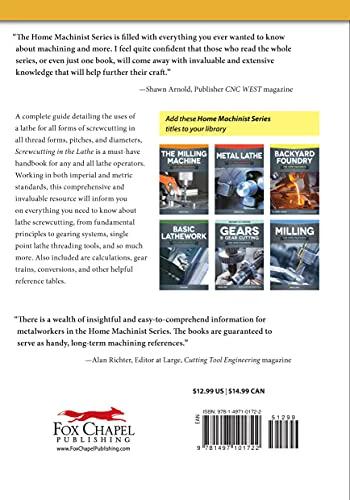 Book: Screwcutting in the Lathe for Home Machinists by Fox Chapel Publishing; front cover with series thumbnails.