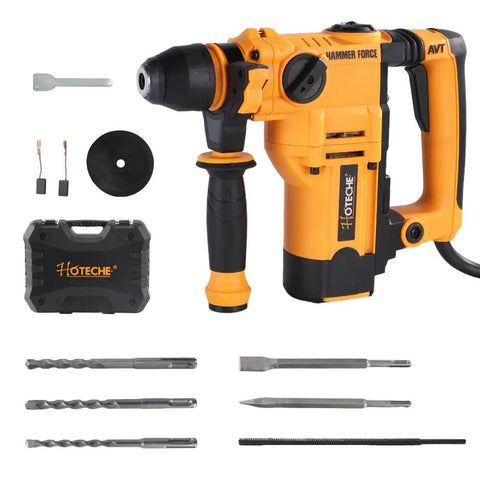 Beast Of A 900W Rotary Hammer Drill With 26mm Concrete Capacity, 2-Function Hammer And Drill Modes, Yellow Carry Case, Bits