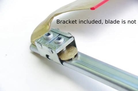 Close-up of bracket on 64 Inch Steel Tube Scythe Snath With Adjustable Wood Handles Pro Grade Heavy Duty Austrian Made Fits Most Blades