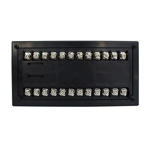 5-Digit Load Cell Display Controller With Dual Alarm Relay Outputs Pro Grade Digital Panel Meter For Gross Net Peak And Valley Readouts Zero Tracking And Auto Zero Industrial Weight And Force Monitoring Module, rear terminal view