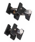 Two Piece Watch Movement Holder Kit With Non Slip Fixed Base and Plastic Repair Tool for watchmakers, shown in black plastic.
