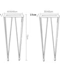 Dimensions of Rock Solid X Frame Steel Pipe Table Legs For Coffee Tables And Bars, adjustable heights 40-100cm, width 15cm.