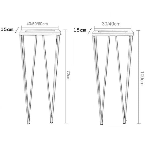 Dimensions of Rock Solid X Frame Steel Pipe Table Legs For Coffee Tables And Bars, adjustable heights 40-100cm, width 15cm.