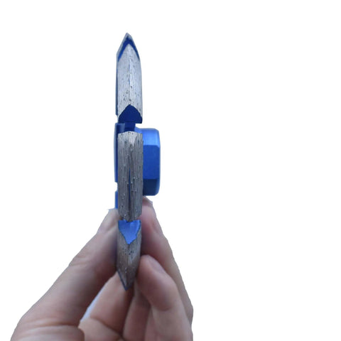 Side view of 4 Inch Diamond Crack Chaser Grinding Wheel With 0.375 Inch Thick Segments For Concrete Crack Repair And Mortar Joint Raking 5 By 11 Arbor Tuckpointing Tool For Masonry Surfaces