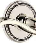Soleil Rosette Privacy With Portofino Lever In Polished Nickel, Solid Forged Brass Lockset For Bathrooms Or Bedrooms