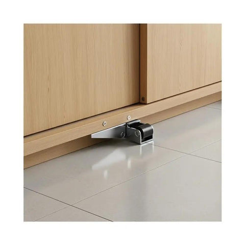 Heavy Duty 2 Pack Low Profile Anti Sag Gate Support Rollers With Sealed Ball Bearings on hardwood floor.